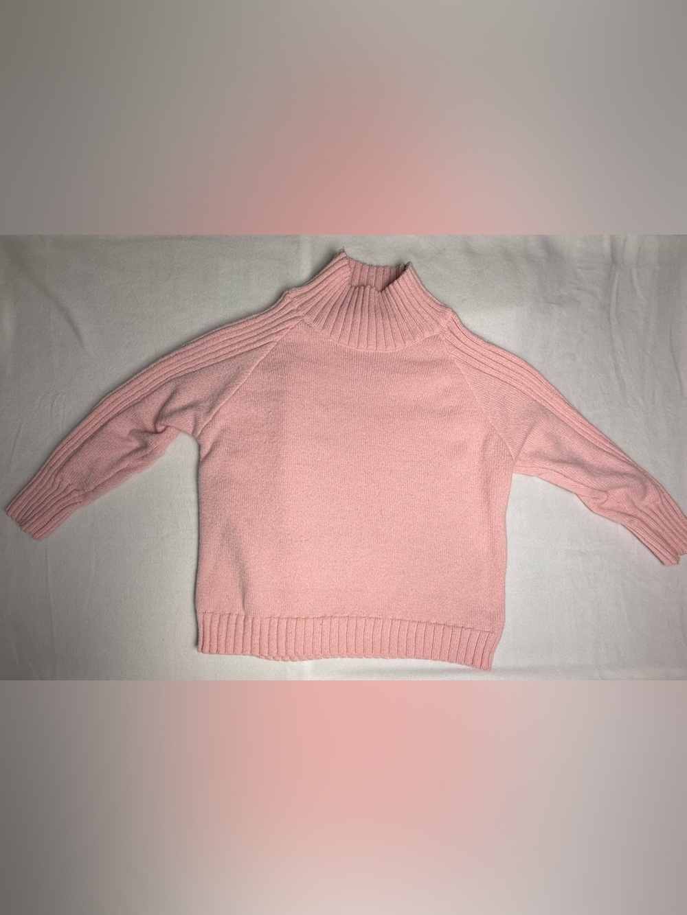 SHEIN Pink Ribbed Mock Neck Knit Sweater